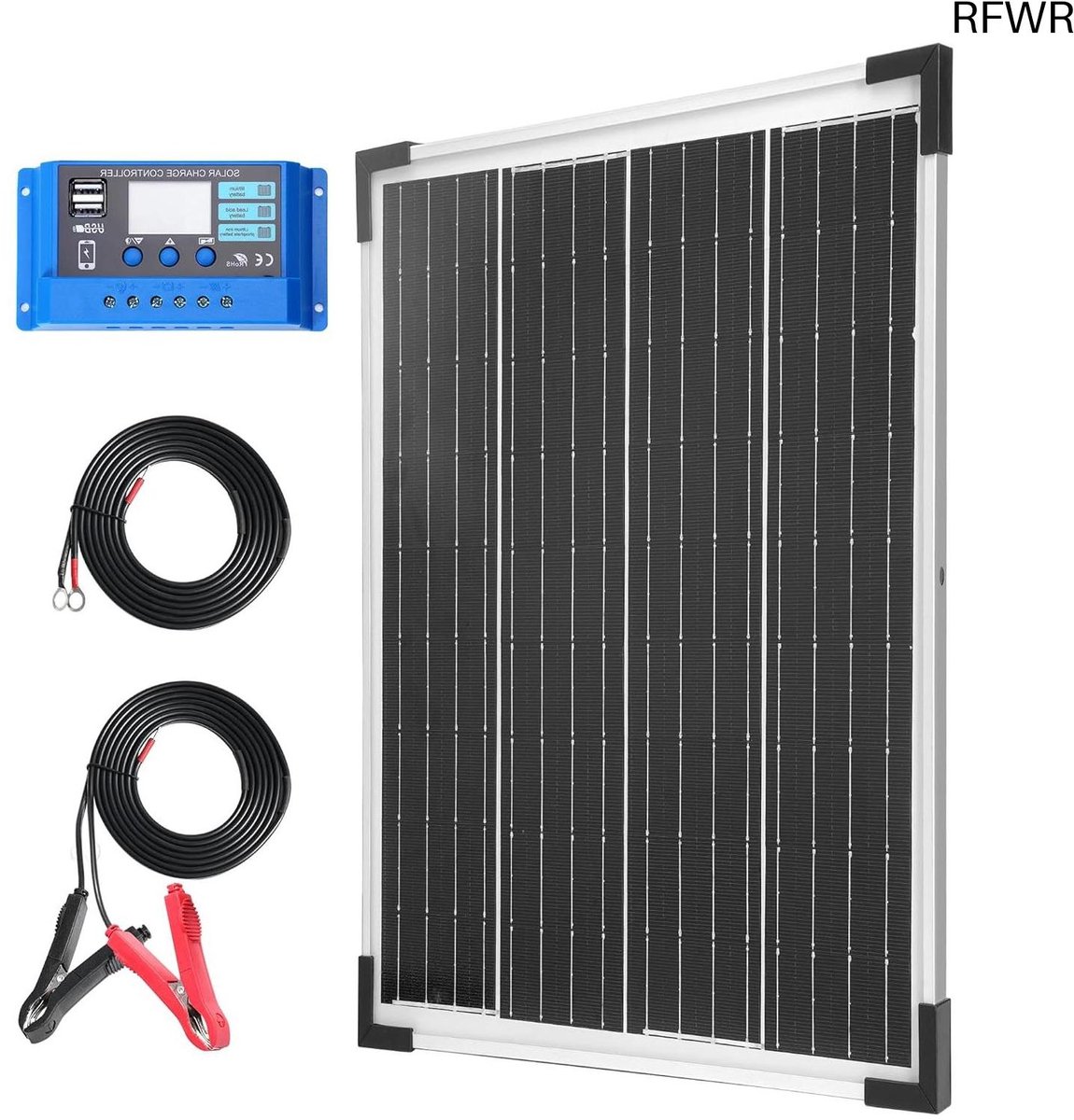 Zonnepaneel Systeem - Energie Set - Netonafhankelijk Laden - Complete Installatie - 20 Watt - Zwart