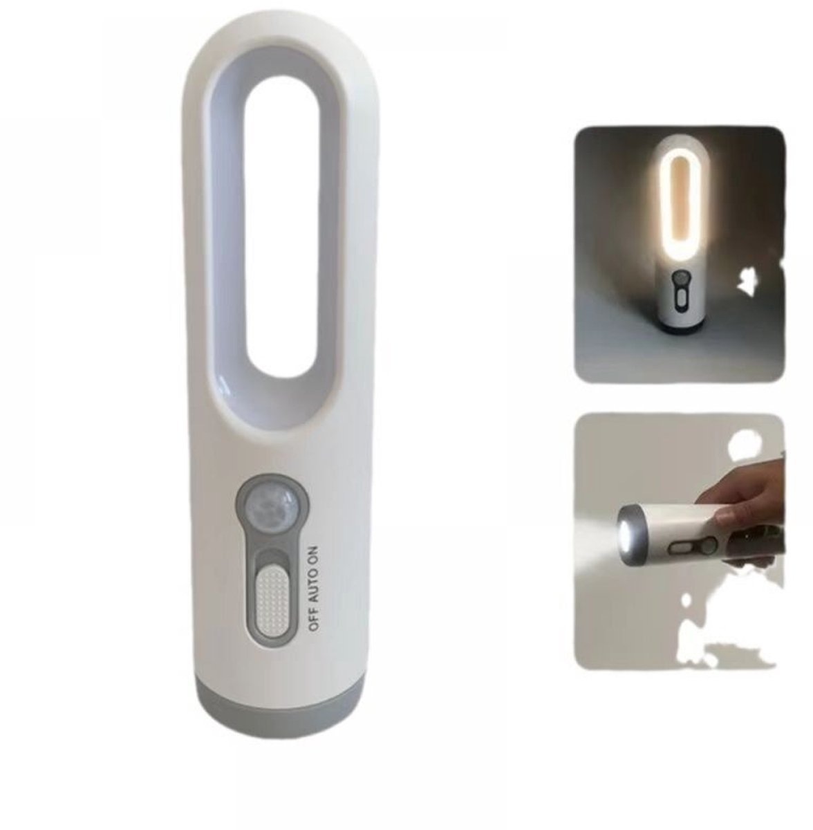 Draagbaar 2-in-1 LED-nachtlampje, oogvriendelijk, geschikt voor slaapkamers, badkamers, lezen, kamperen en andere gelegenheden. Wit.