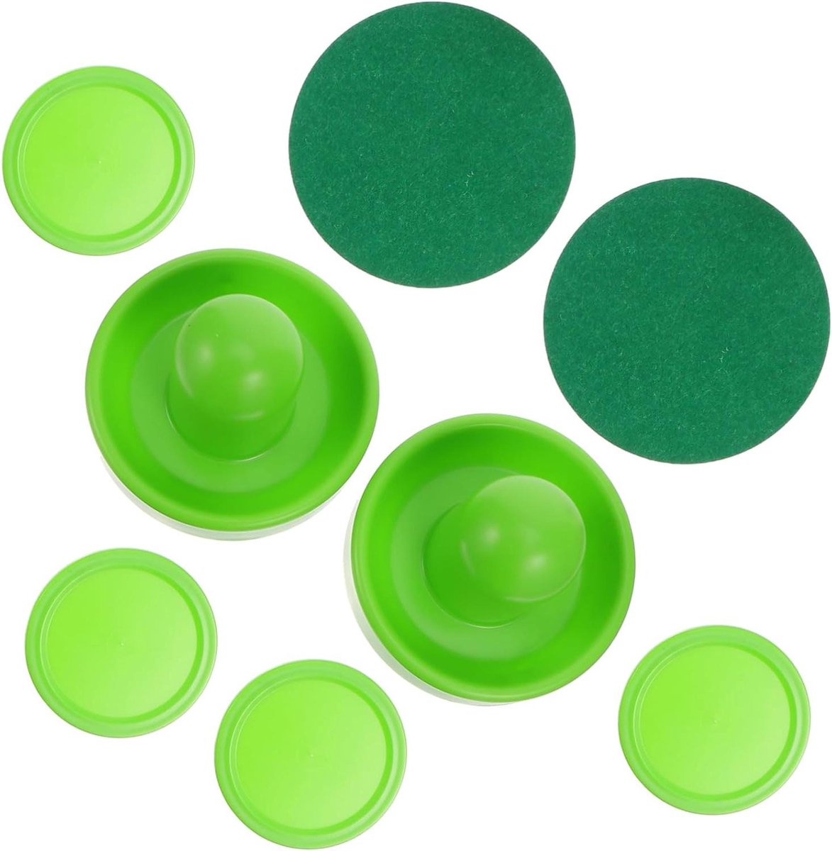 Air Hockey Accessoires - Paddles en Pucks - Spelplezier Vergroten - Ergonomisch Ontwerp - Set van 4 - Groen