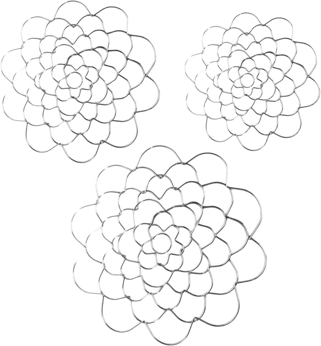 Bloemenrooster 3 stuks - Bloemschikken houder - Bloemen schikken - Roestvrij staal - 3 maten - Zilver