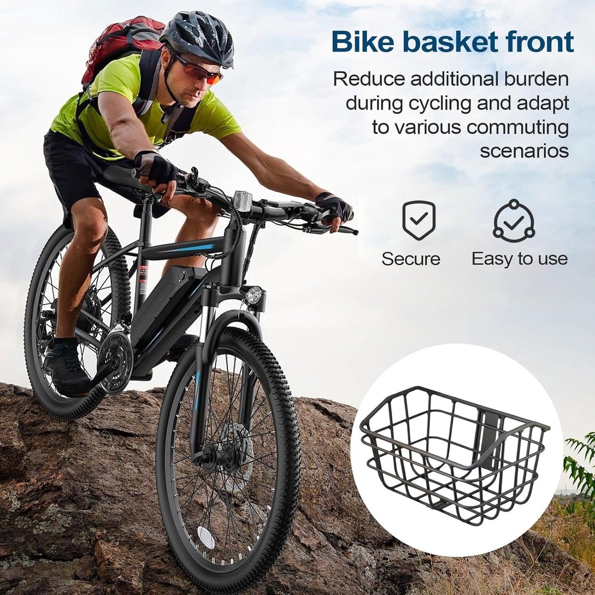 Fietsmand Achter - Metaalmand Fietser - Winkelen Boodschappen - Stevige Aluminium - 35x25x205cm - Zwart
