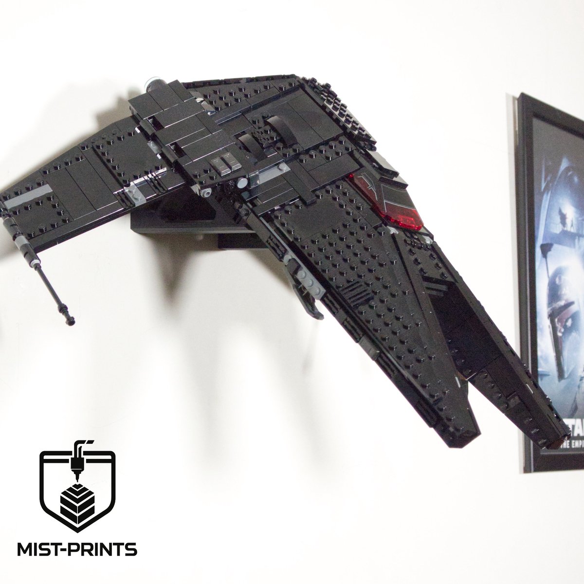 Mist-Prints - Wandbeugel voor bouwset 75336 - Muurhouder voor ruimteschipmodel - Geschikt voor LEGO - Zwart - 3D-geprint