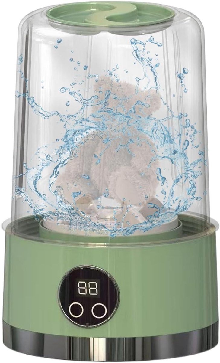 Draagbare Wasmachine Reis Wasmachine Ondergoed Wassen Draadloos en Stil 14 x 14 x 14 cm Groen