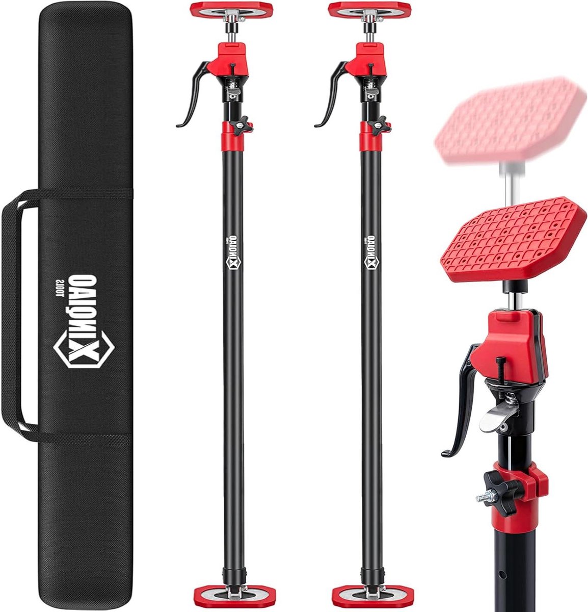 Hulpmiddelen Derde Hand - Steunpaal Hulpstuk - Kasten Plaatsen - Verstelbare Hoogte - 2 stuks 4ft - 9.5ft - Rood