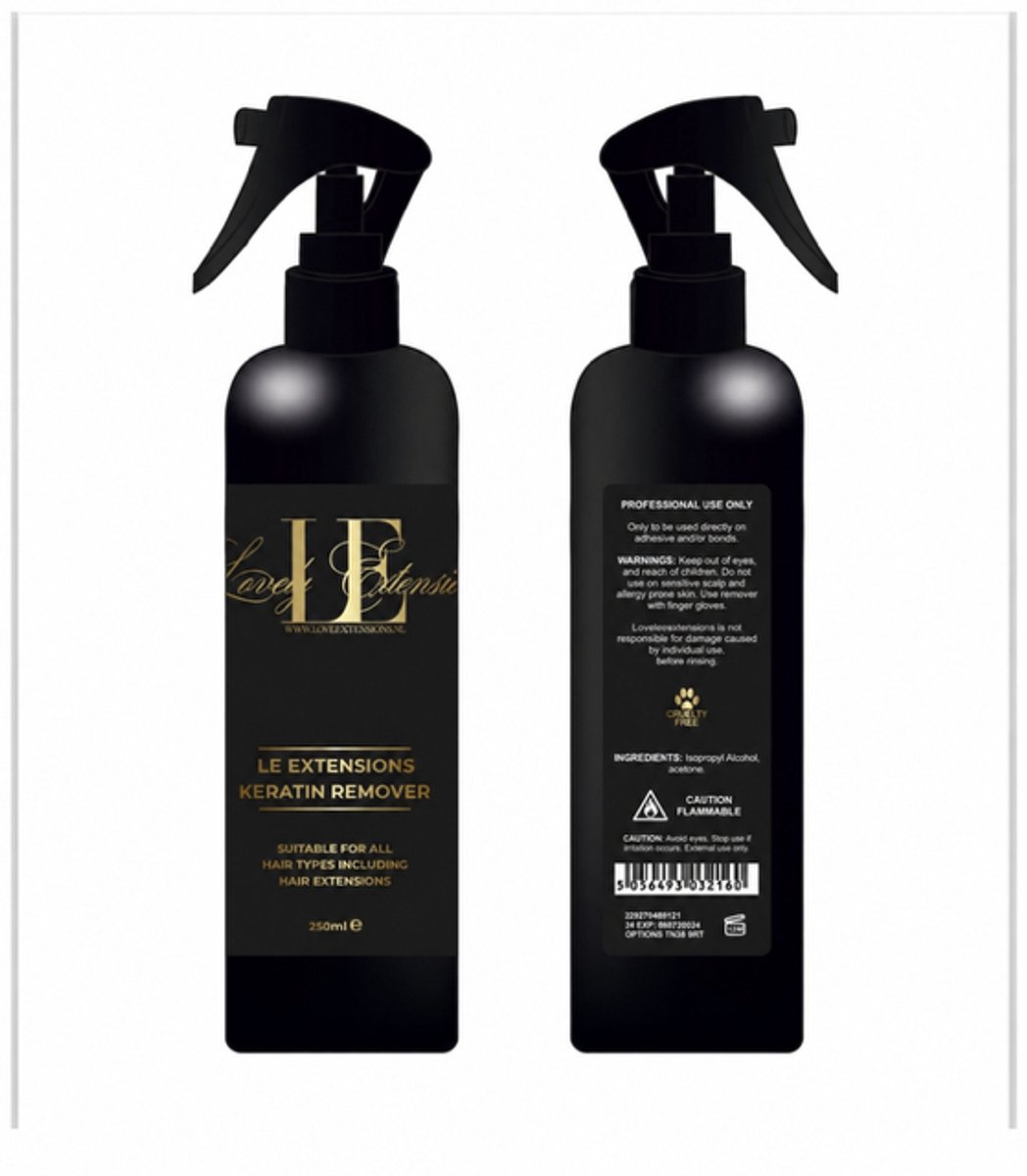 LE Extensions Keratin Remover spray - 250ml - lijmoplosser voor pruik, wax extension - Vegan
