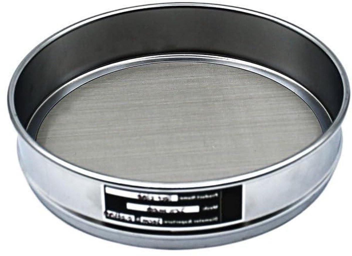 Analysetestzeef - Precisie Zeef - Laboratorium Analyse - 400 Mesh 304 RVS - 20 cm Diameter - Zilver