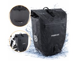 Proride® Enkele Fietstas - 100% Waterdicht - 28 Liter - Pakaftas Elektrische Fietsen - Schoudertas - Inclusief Schouderband en Laptophoes - Bagagedrager - Reflector - Magnetische sluiting - Zwart - Fietszakken