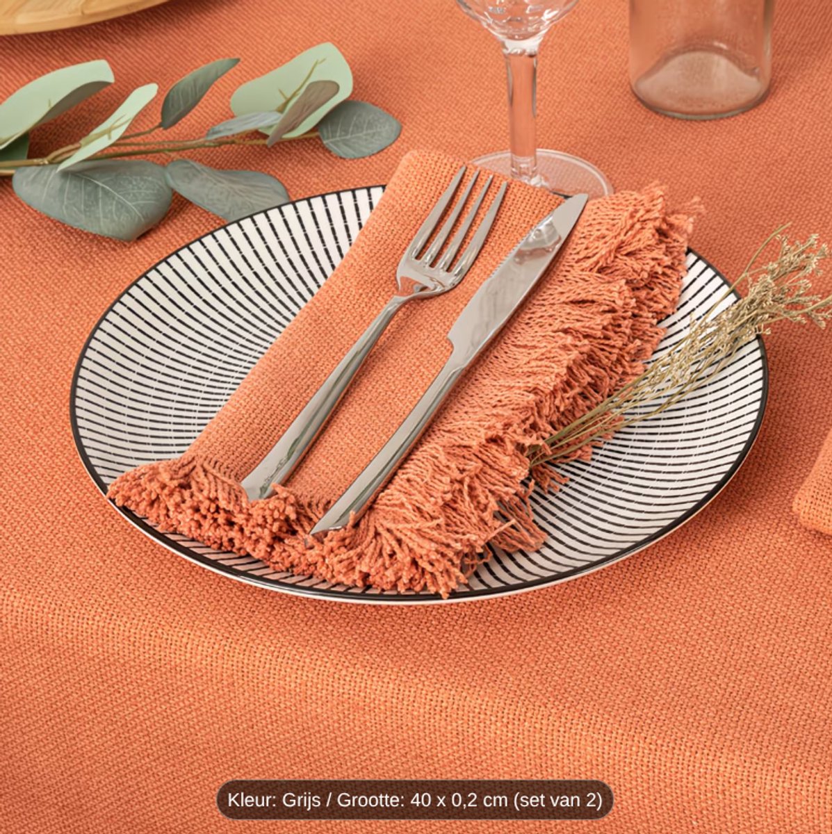 Set van 2 Tafelkleden - Rose Terracotta - 40X40 Cm