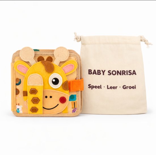 Montessori Activiteitenboekje Giraffe - Sensorisch Speelgoed - Extra Dik - Busy Board - Educatief Speelgoed - Montessori - Speelgoed - Inclusief Tas - Leeftijd 2 tot 7 Jaar