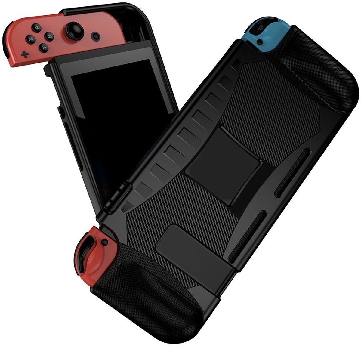 Geschikt voor Nintendo SWitch Hoesje Schokbestendig TPU Case met Kickstand Zwart