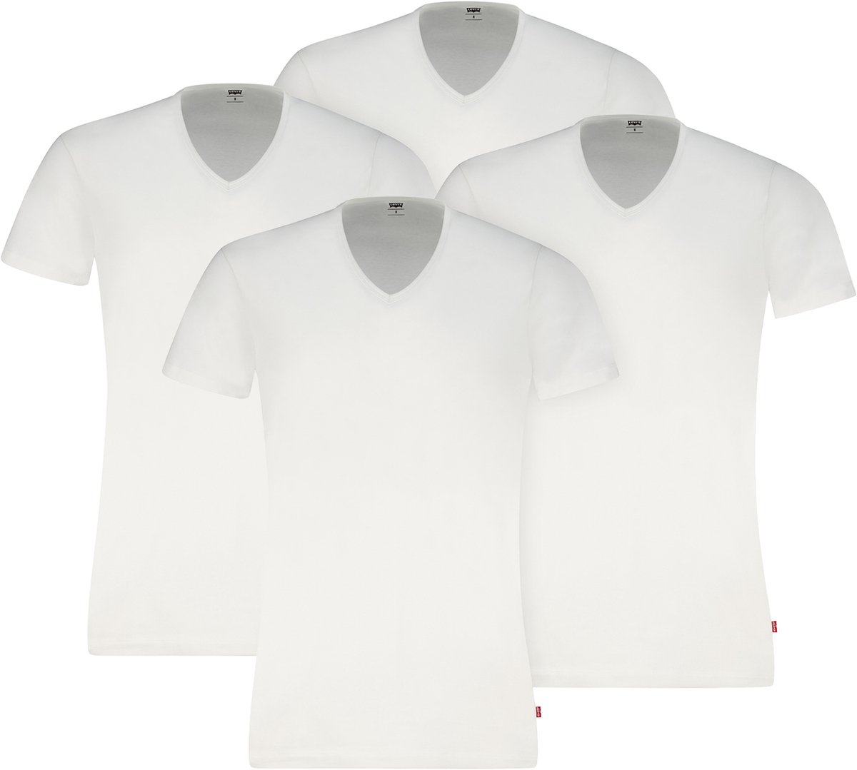 4-pack Levi’s heren T-shirt V-Neck Wit