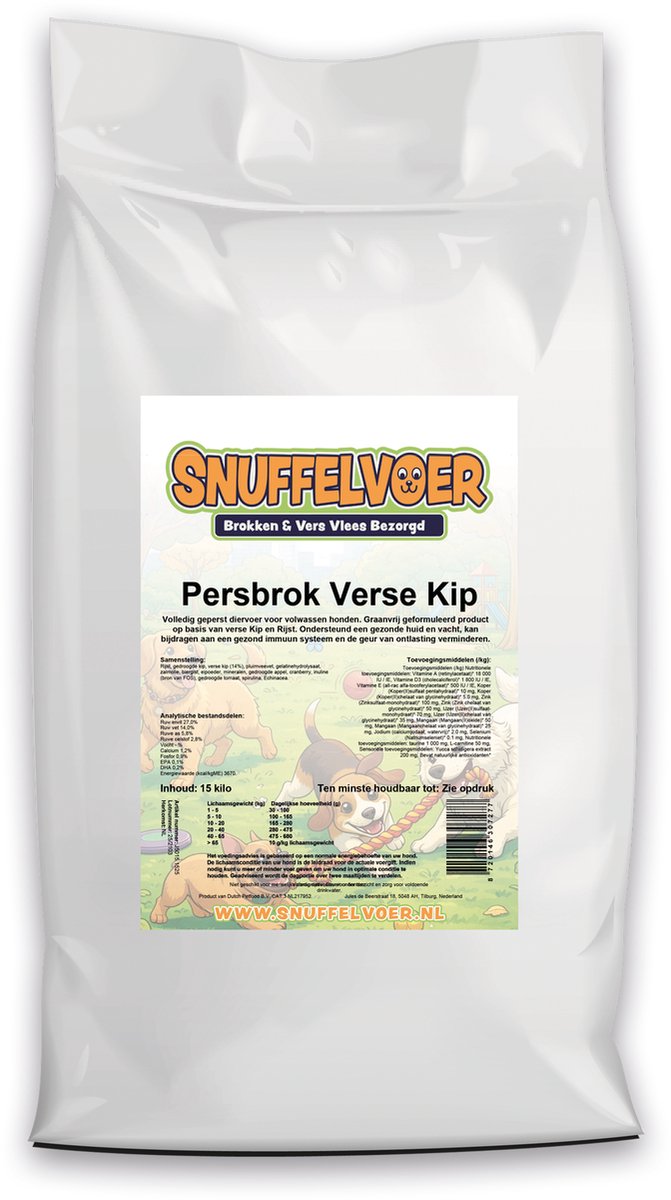 Snuffelvoer Persbrok Verse Kip 15 kilo (glutenvrij) - Snuffelvoer