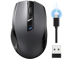 SNJY® Draadloze Muis - Muis Draadloos - Ergonomische Muis - 2.4 GHz - 4000 DPI - Grijs