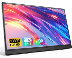 Portable Monitor Full HD USB-C - 15.6 Inch Inclusief Hoes - Met Speakers - Plug en Play - Draagbare monitor - Draagbaar scherm - Draagbare monitor voor laptop - draagbaar scherm voor laptop - portable beeldscherm - USB Monitor