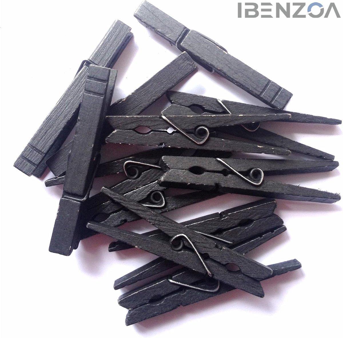 Kledingknijpers - Hout - 8.4 cm - Zwart - 30 Stuks