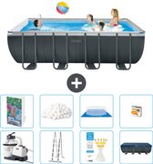 Intex Rechthoekig Ultra XTR Frame Zwembad - 549 x 274 x132 cm - Inclusief Pomp - Ladder - Grondzeil - Afdekzeil - Filterbollen - Speelgoed - 9-delig