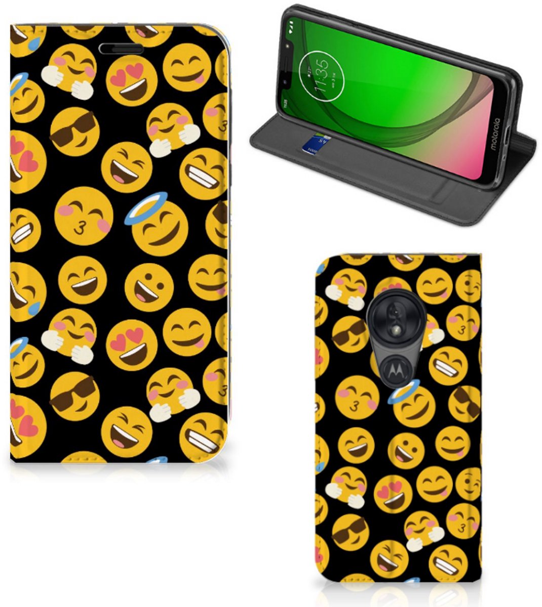 Motorola Moto G7 Play Hoesje met Magneet Emoji
