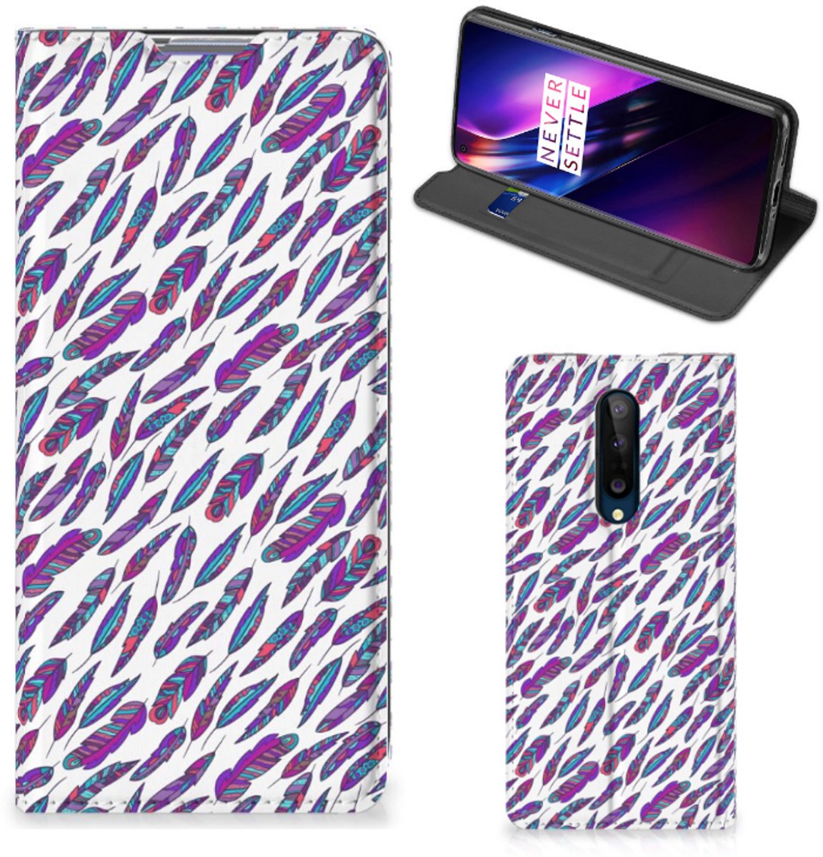 OnePlus 8 Hoesje met Magneet Feathers Color
