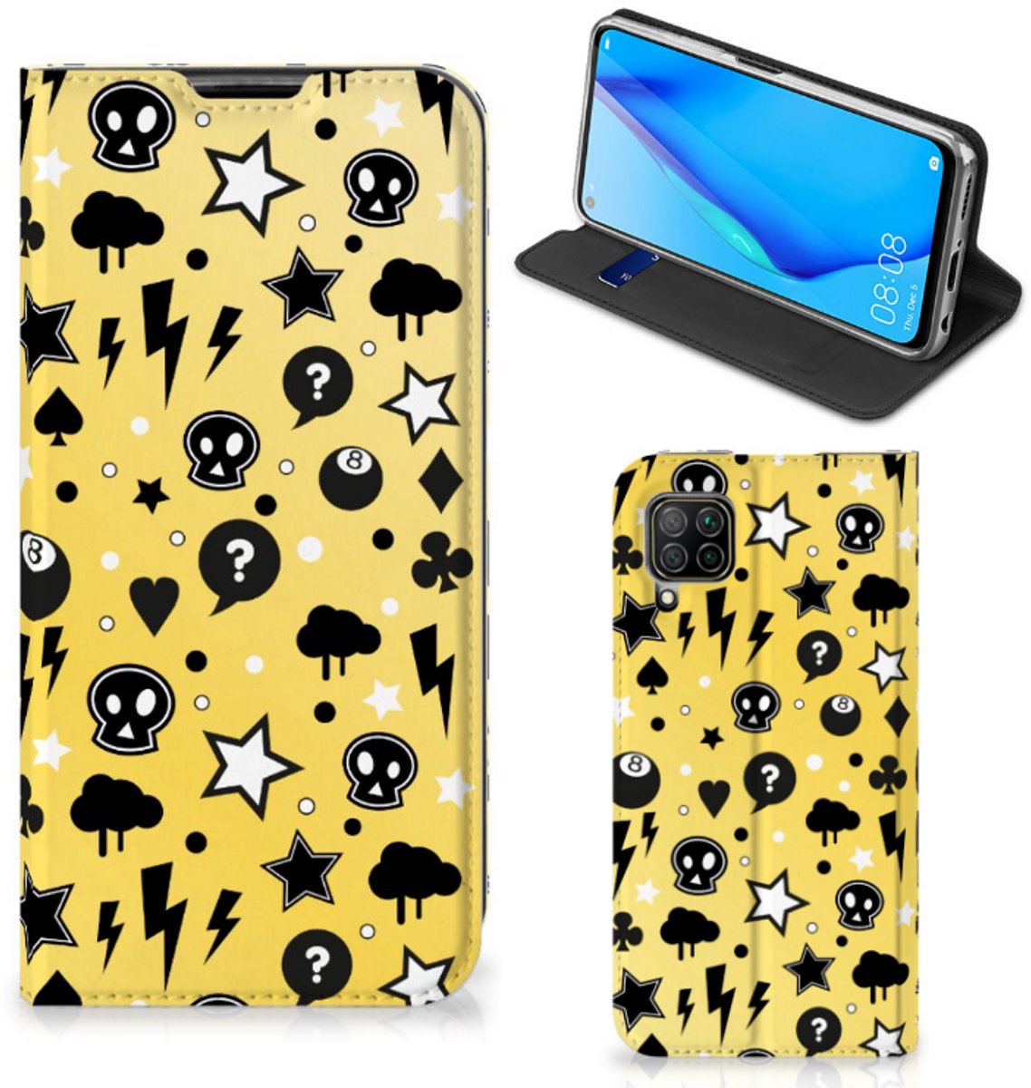 Mobiel BookCase Huawei P40 Lite Punk Geel