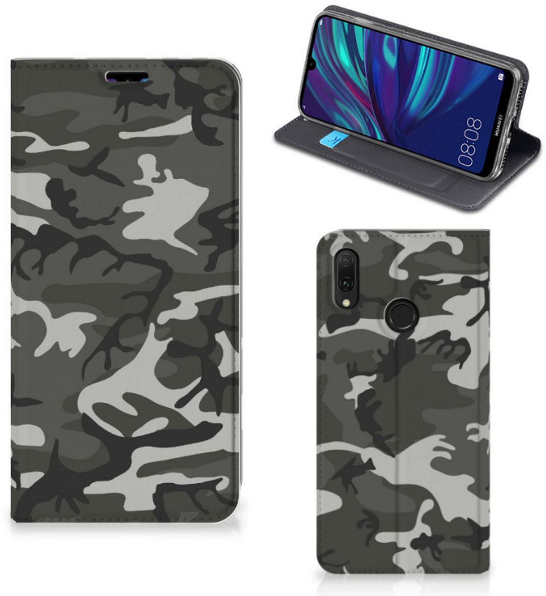 Huawei Y7 hoesje Y7 Pro (2019) Hoesje met Magneet Army Light