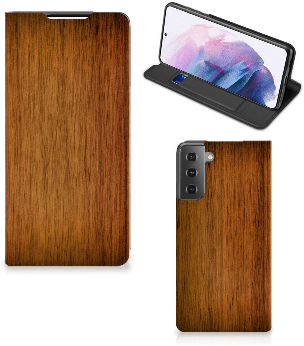 Samsung Galaxy S21 Plus Book Wallet Case Donker Hout