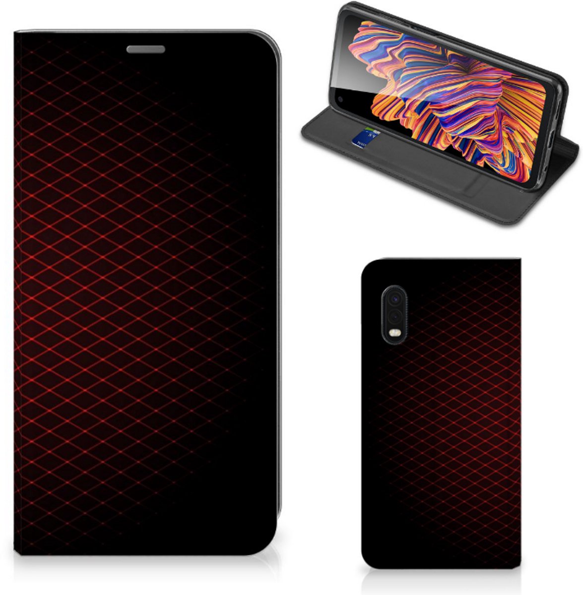 Samsung Xcover Pro Hoesje met Magneet Geruit Rood