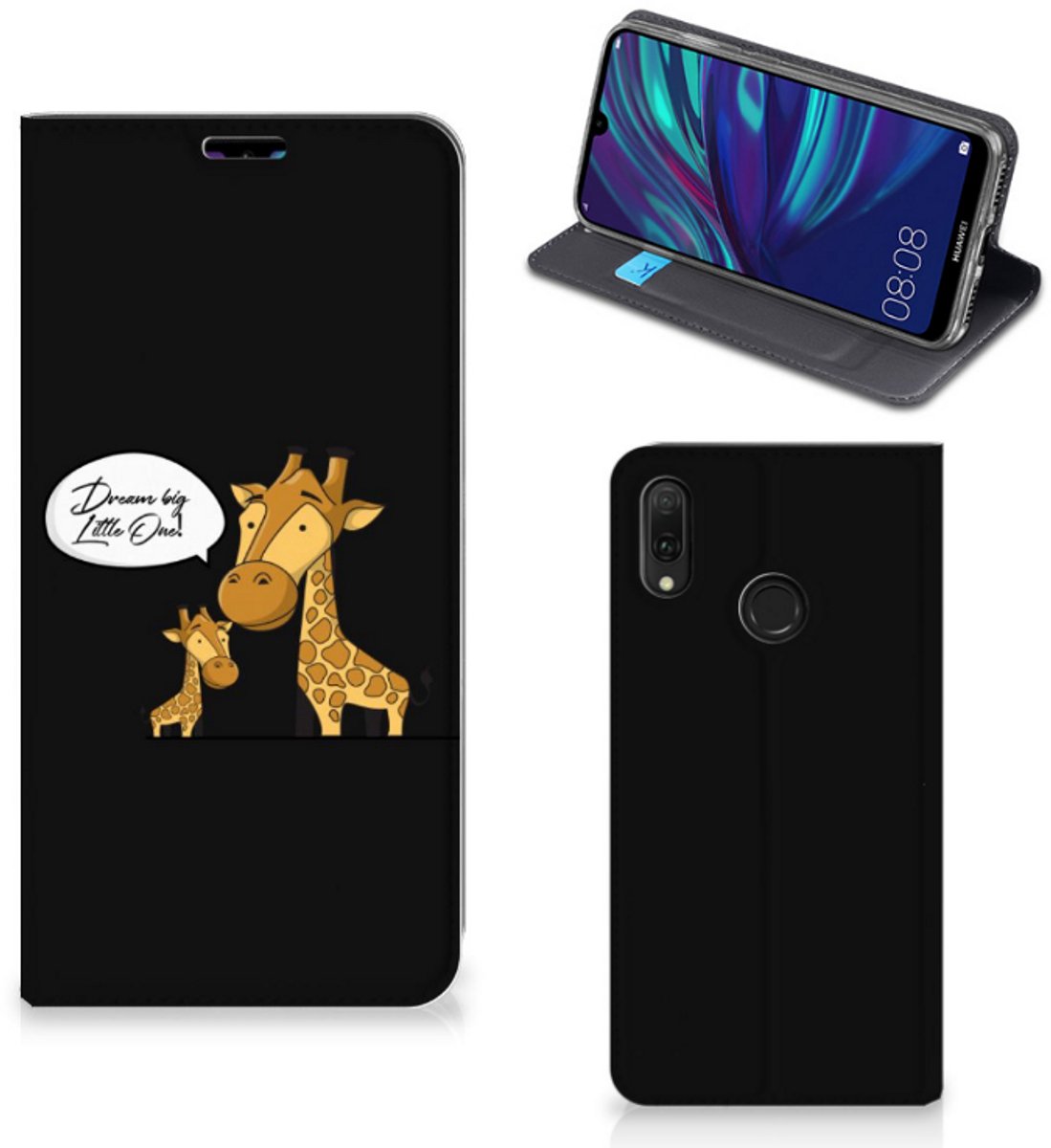 Huawei Y7 hoesje Y7 Pro (2019) Magnet Case Giraffe