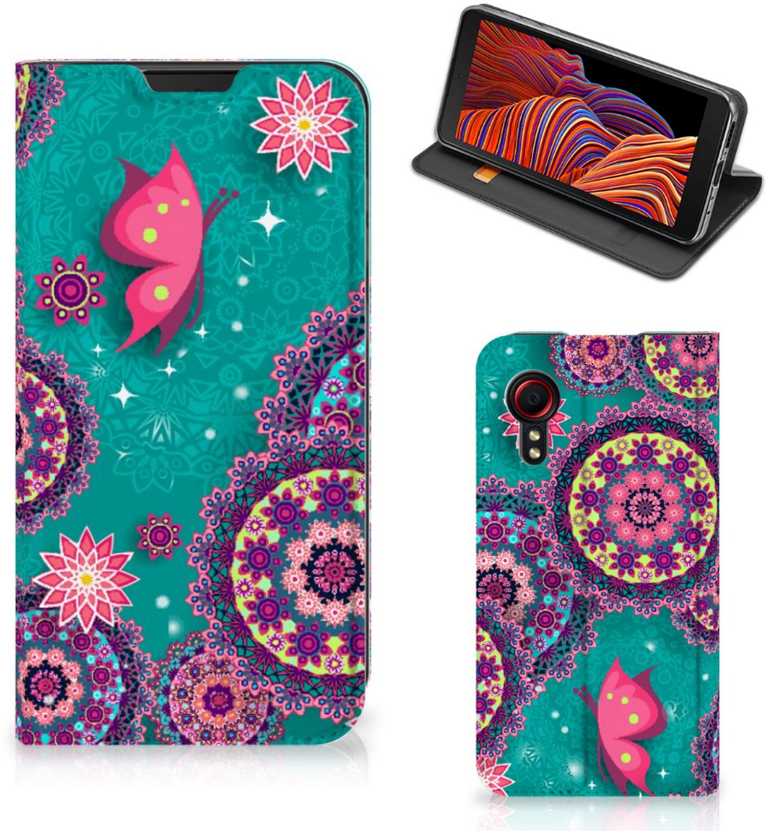 Samsung Galaxy Xcover 5 Bookcase Cirkels en Vlinders