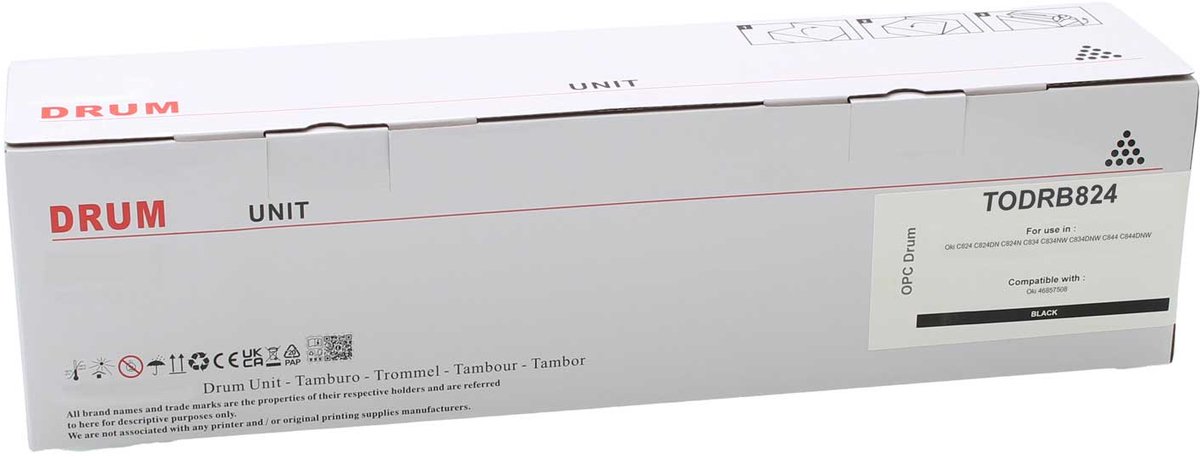 Oki - Drum - TODRB824 - Zwart - ca. 30.000 pagina's - Huismerk - geschikt voor C 824 C 824 DN C 824 N C 834 C 834 DNW C 834 NW C 844 C 844 DNW