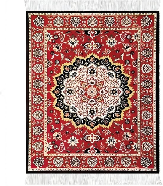 Perzisch Tapijt Muismat - 25x18 cm - Anti-Slip Rubber Onderkant - Medaillon Rood