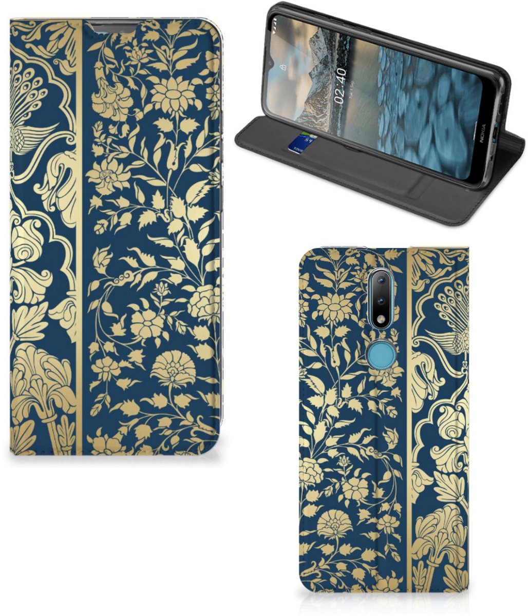 Nokia 2.4 Smart Cover Beige Flowers