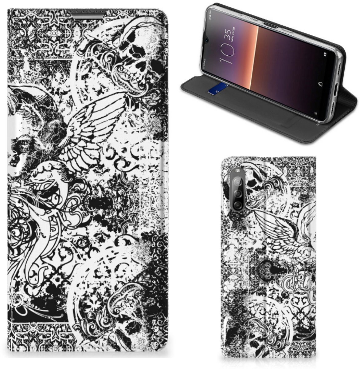 Mobiel BookCase Sony Xperia L4 Skulls Angel