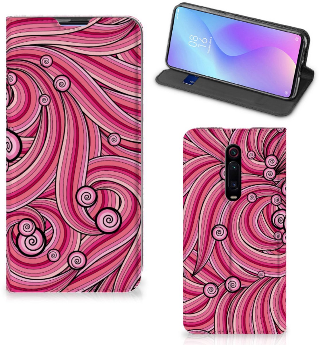 Xiaomi Mi 9T Pro Bookcase Swirl Pink