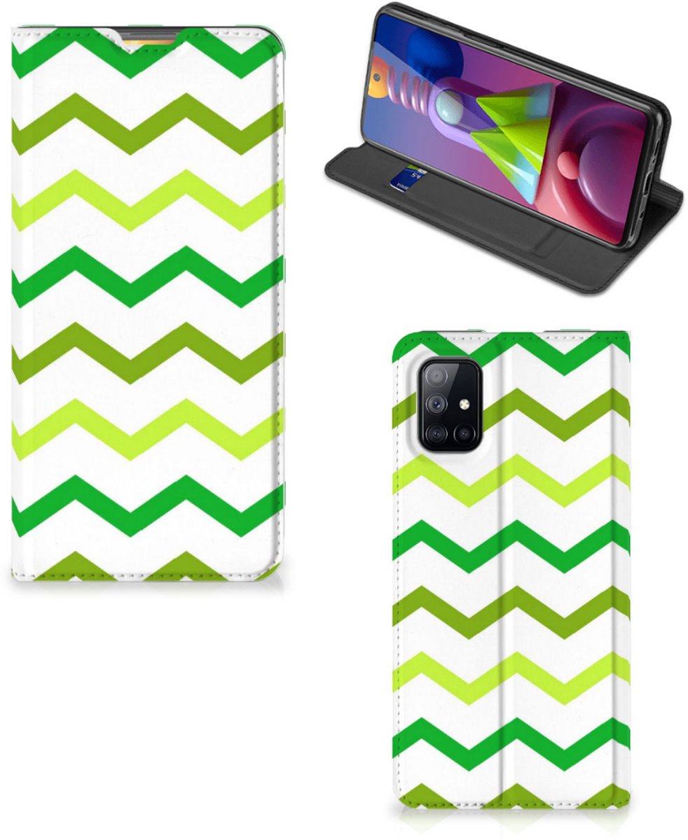 Samsung Galaxy M51 Hoesje met Magneet Zigzag Groen