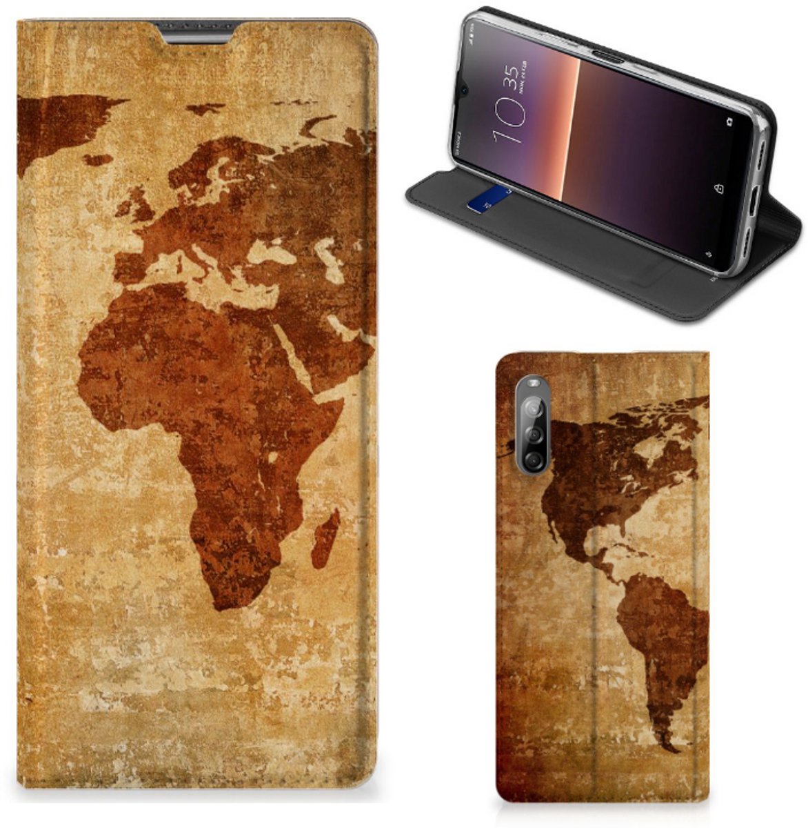 Sony Xperia L4 Book Cover Wereldkaart