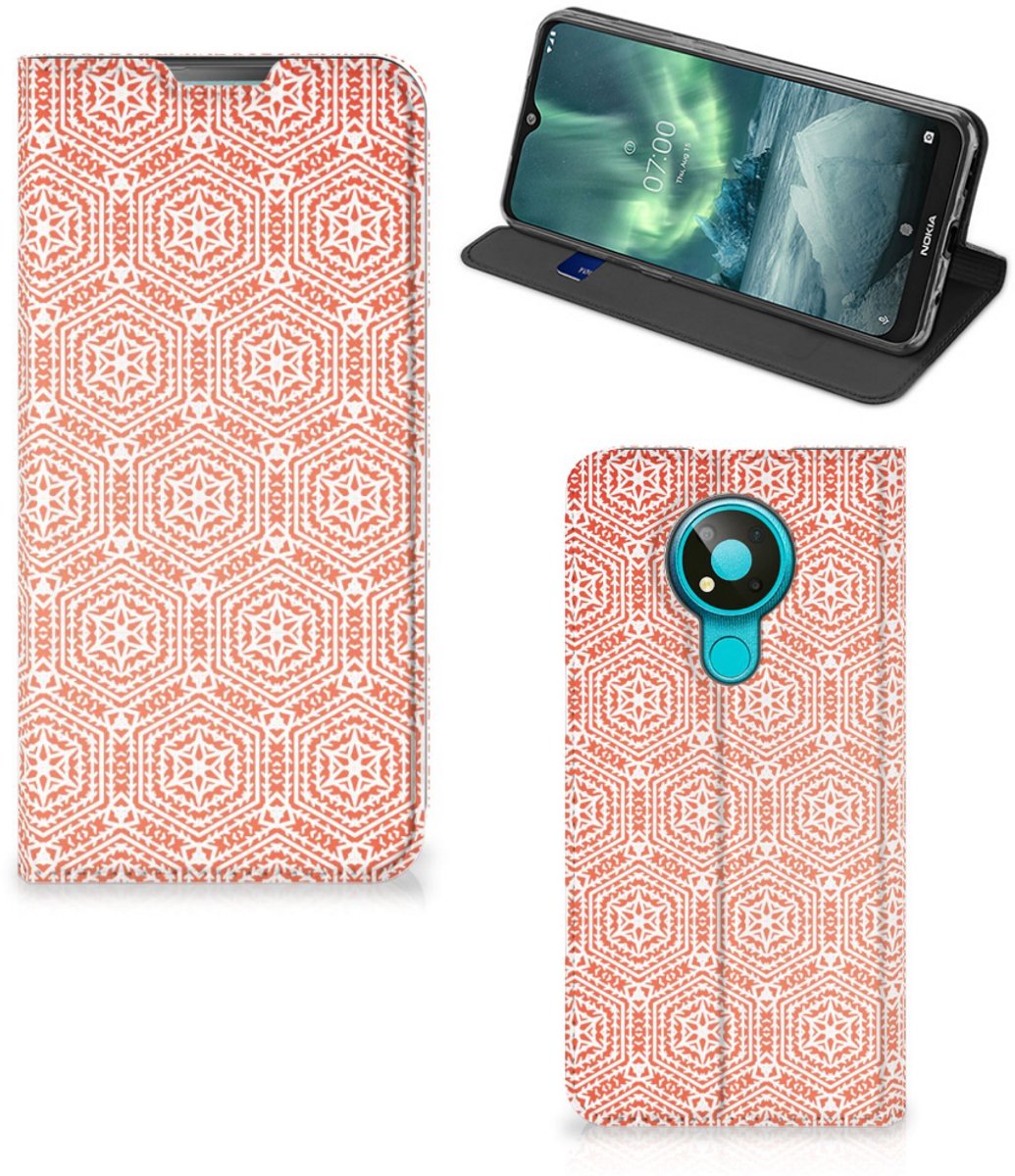 Nokia 3.4 Hoesje met Magneet Pattern Orange