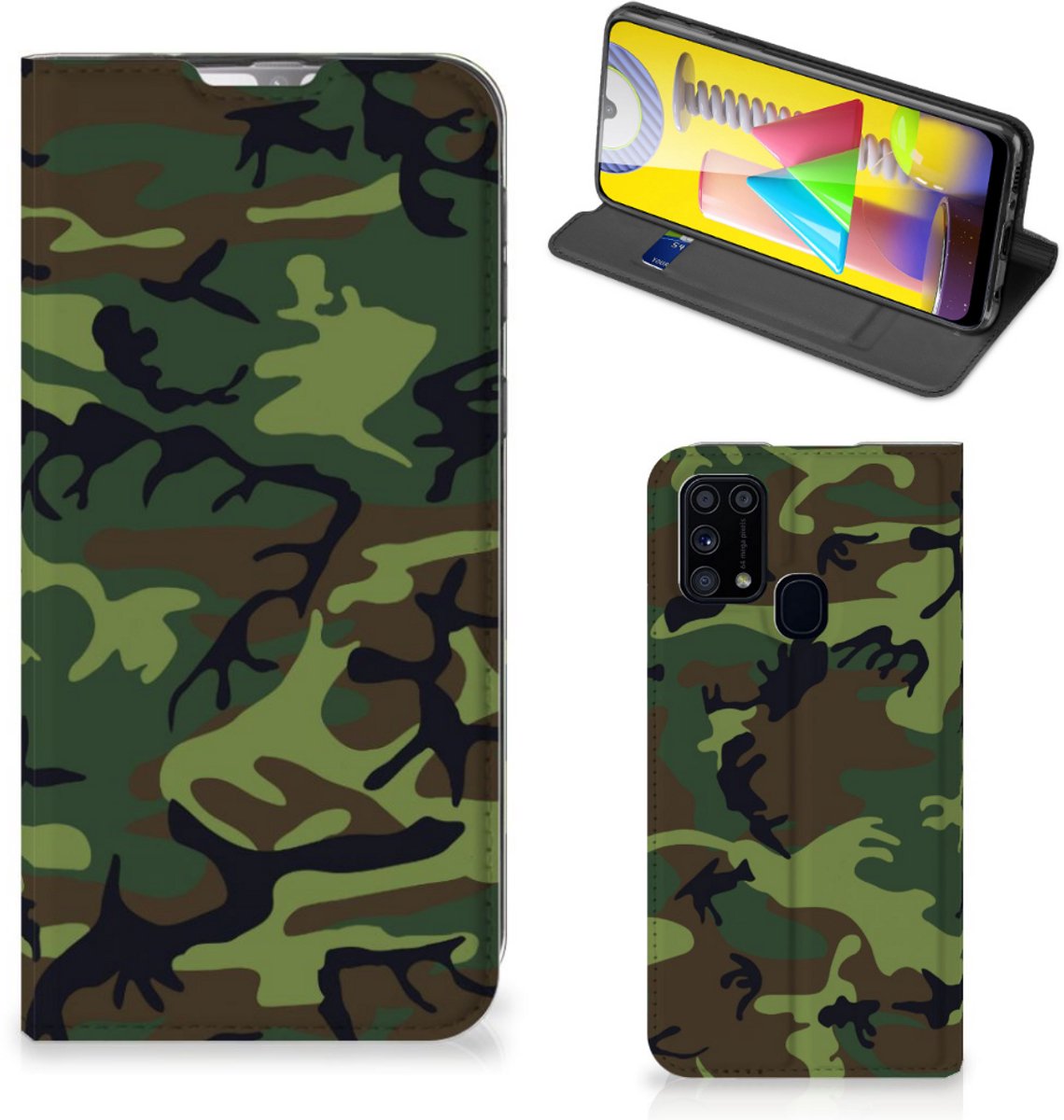Samsung Galaxy M31 Hoesje met Magneet Army Dark