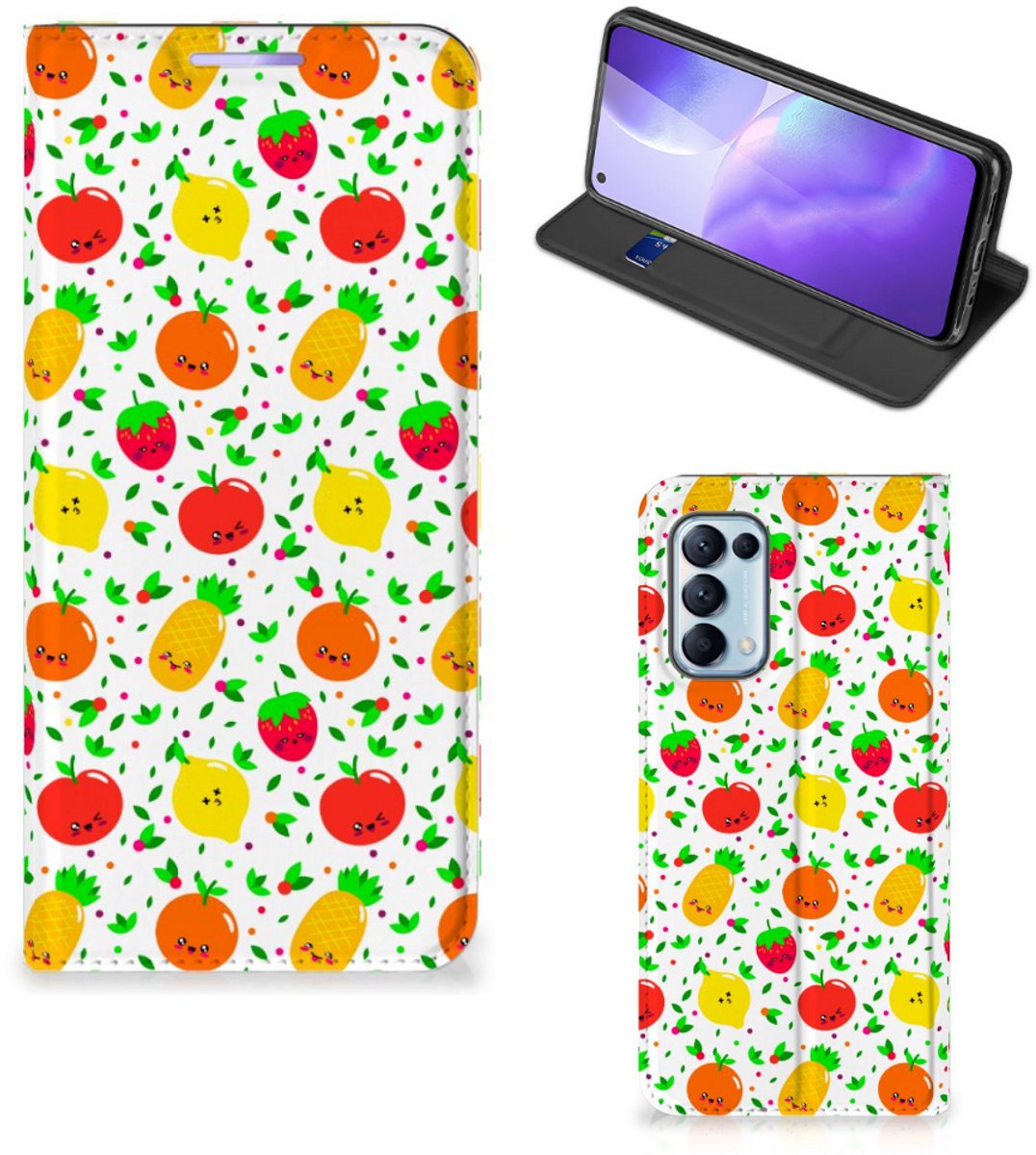 Standcase Hoesje voor OPPO Find X3 Lite Flip Style Cover Fruits