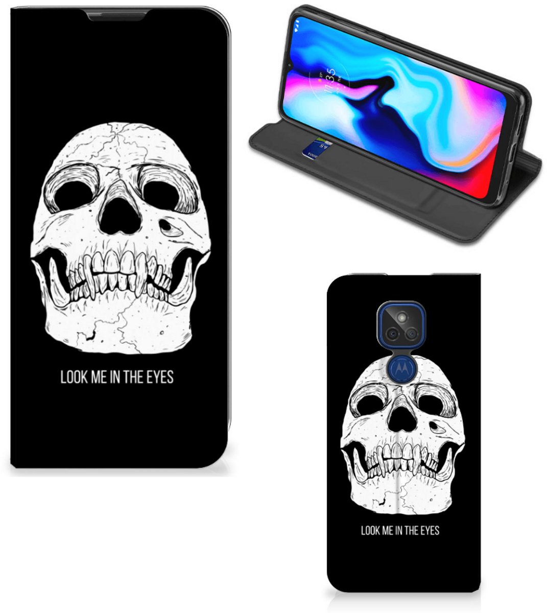 Mobiel BookCase Motorola Moto G9 Play Skull Eyes