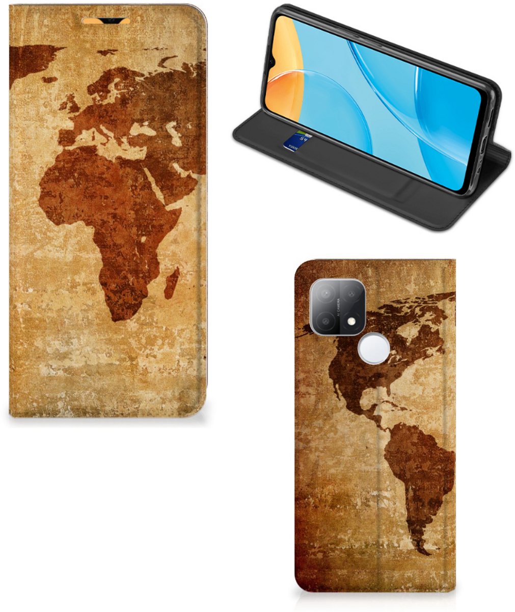 OPPO A15 Book Cover Wereldkaart