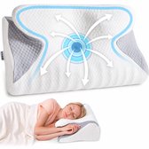 Oreiller Ergonomique Coussin Intégré Oreiller Cervical DONAMA En Mousse Mémoire De Forme | Avec Coussinet Intégré Amovible | Pour Dormeurs Sur Le Côté | 57x37x14 Cm