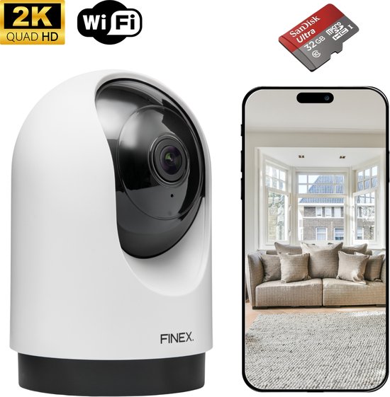 Finex™ Binnenhuiscamera 2K met Nachtzicht en Auto-Tracking - €54,90