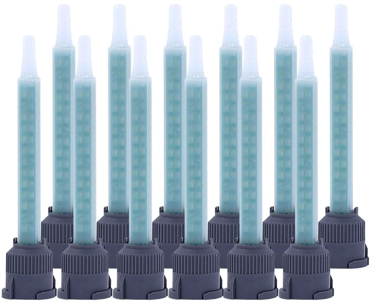 Set van 12 hoogwaardige mengtuiten voor dubbele kokers – perfecte homogene menging van tweecomponentenlijm zoals epoxy, duurzaam materiaal, precieze dosering en eenvoudige installatie