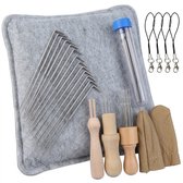 Grijs vilt pakket unisex 23 delige naaldviltset met vilt mat naalden houten handvatten en accessoires voor vilten handwerk
