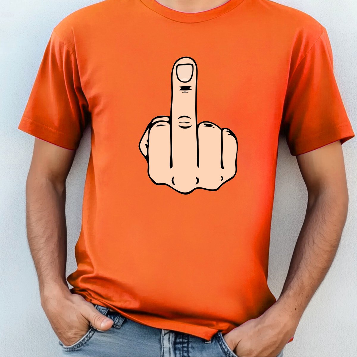 Oranje Heren T-shirt-Koningsdag T-shirt maat M-middelvinger- oranje T-shirt WK voetbal Shirt-EK voetbal Shirt.
