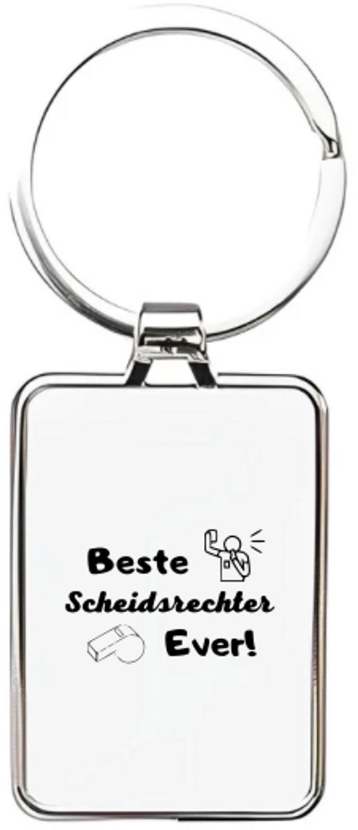 Hacebo® - Beste scheidsrechter ever sleutelhanger rechthoekig - Voetbal - Scheidsrechter cadeau - sleutelhangers - Voetbal - Scheidsrechter - Voetbal cadeau - Voetbal traktatie - rechthoekige sleutelhanger - 3 x 7.8 CM