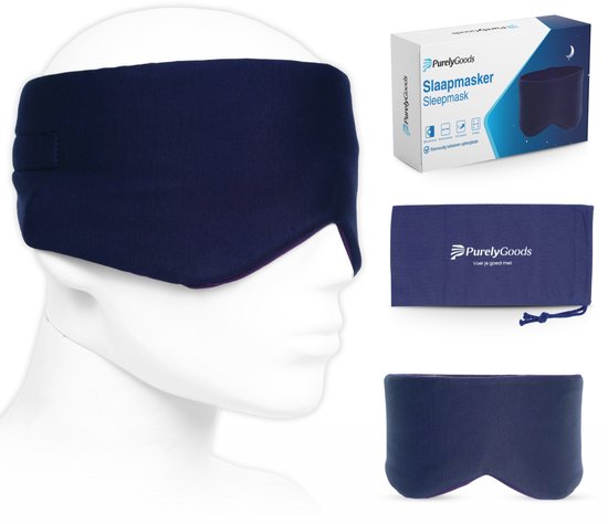 PurelyGoods® Slaapmasker - Oogmasker - Verduisterend - Mannen en Vrouwen - Katoen - Donkerblauw