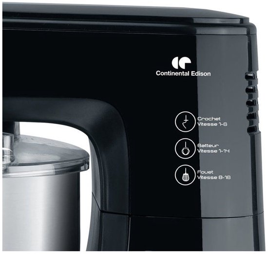 Staande mixer - CONTINENTAL EDISON - CERP800B2 - 800 W - 4,3 L - 10 snelheden + puls - Zwart van Continental Edison — afbeelding 3