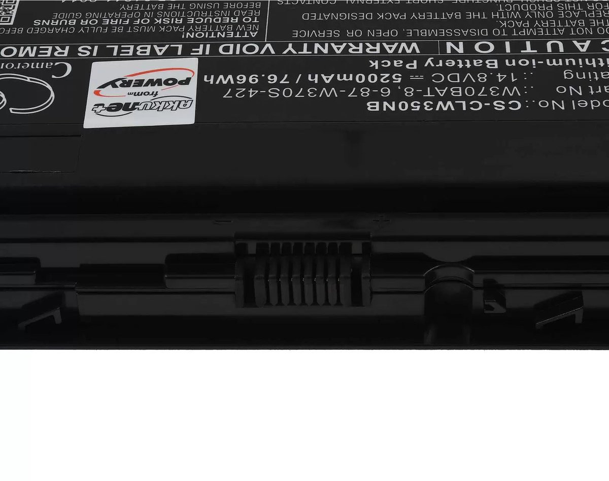 Accu geschikt voor laptop Schenker A704, A723, Clevo W353ST, W350ET, type W370BAT-8 - 14,8V - 5200 mAh