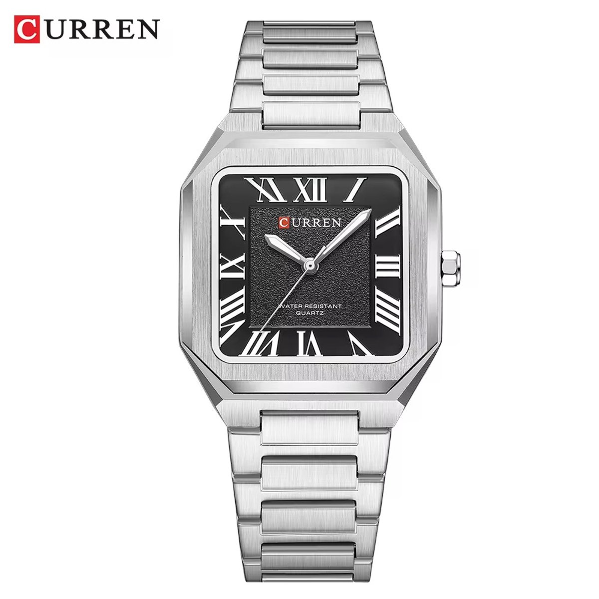 Luxe Curren Horloge | Quartz | Zwart Wijzerplaat | Zilver Kleurige Band | 37mm